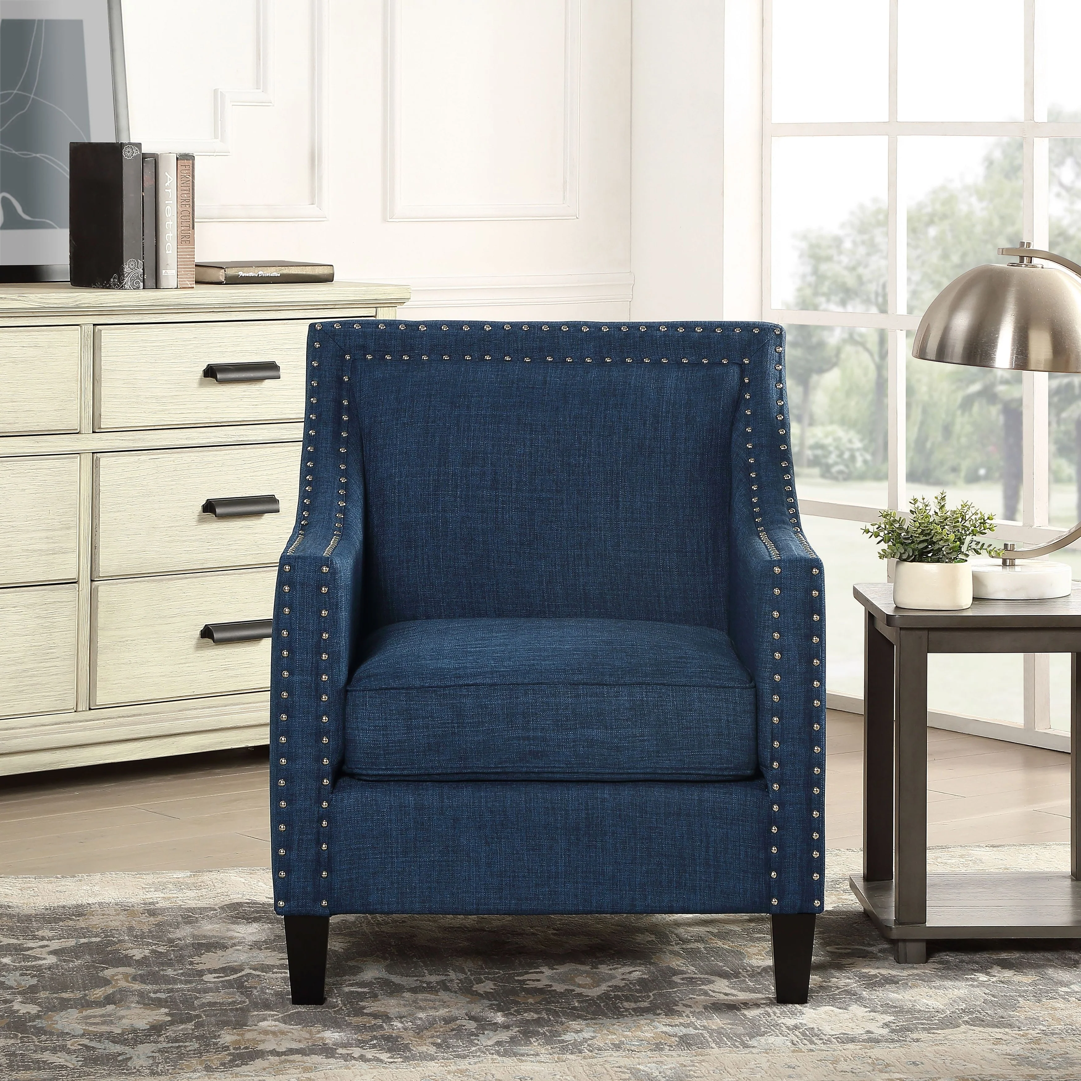 Erica Accent Armchair with Chrome Nailhead Trim