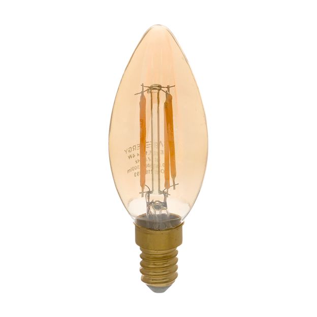 LÂMPADA LED DE FILAMENTO AMB 4W C35 E14 220V LUZ AMARELA SAVE ENERGY