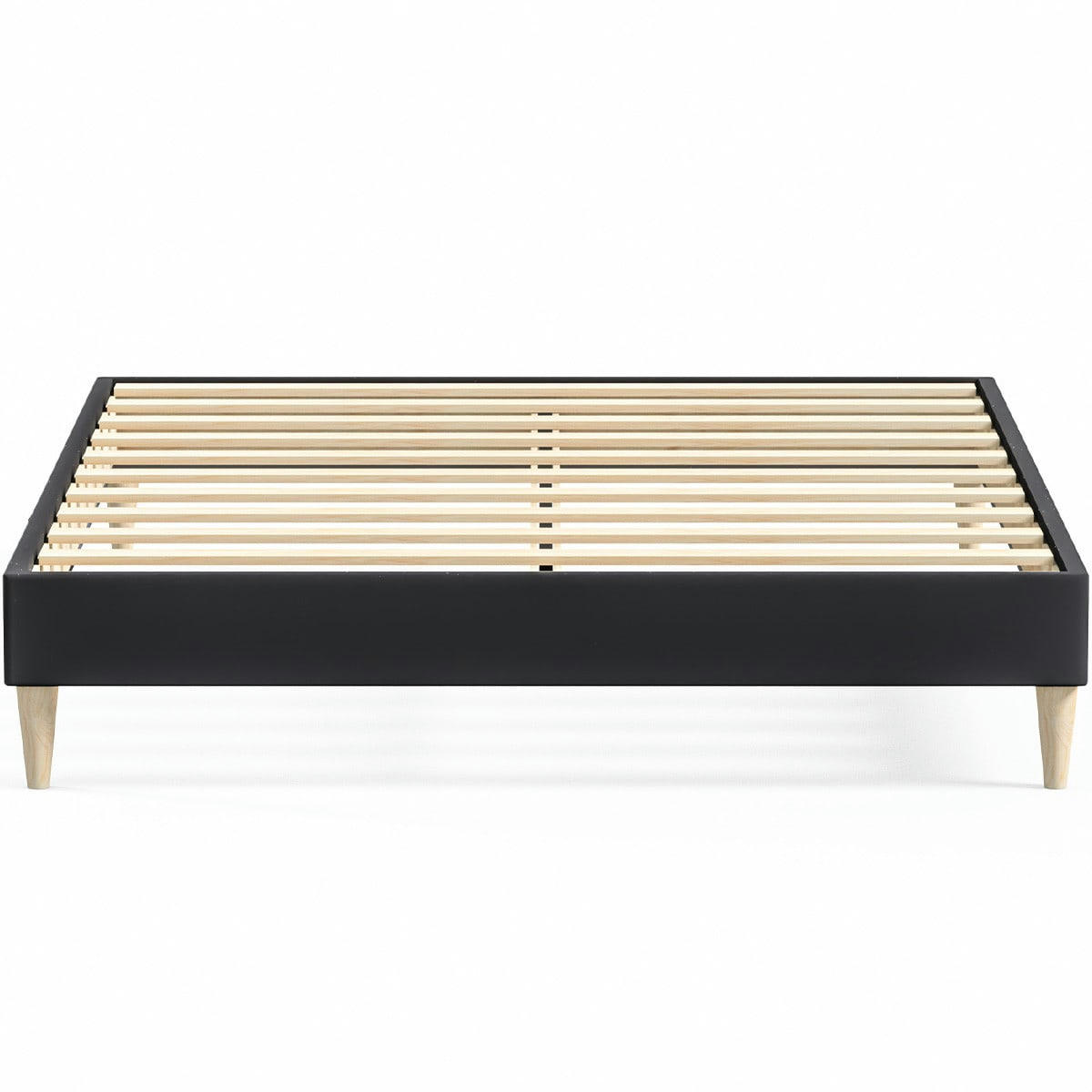 DINA - Lit adulte 160x200 cm en velours gris anthracite