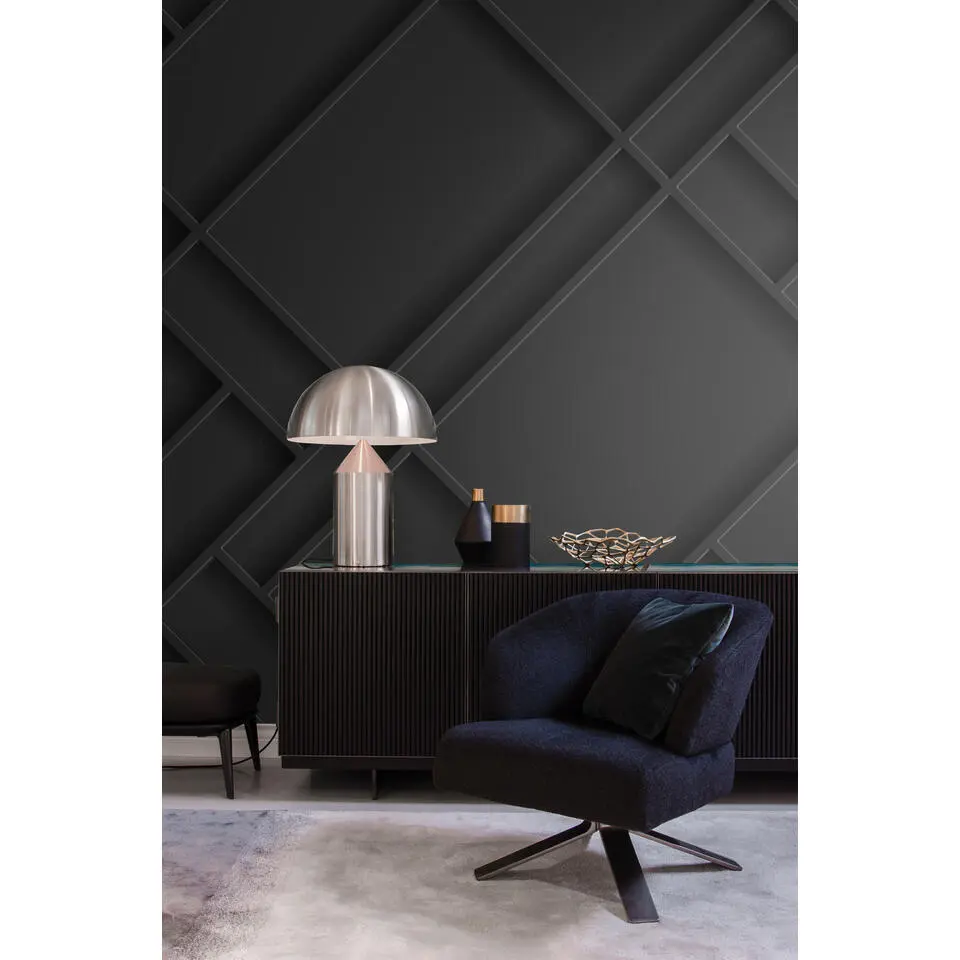 Origin Wallcoverings fotobehang wandpanelen diagonaal zwart - 200 x 279 cm