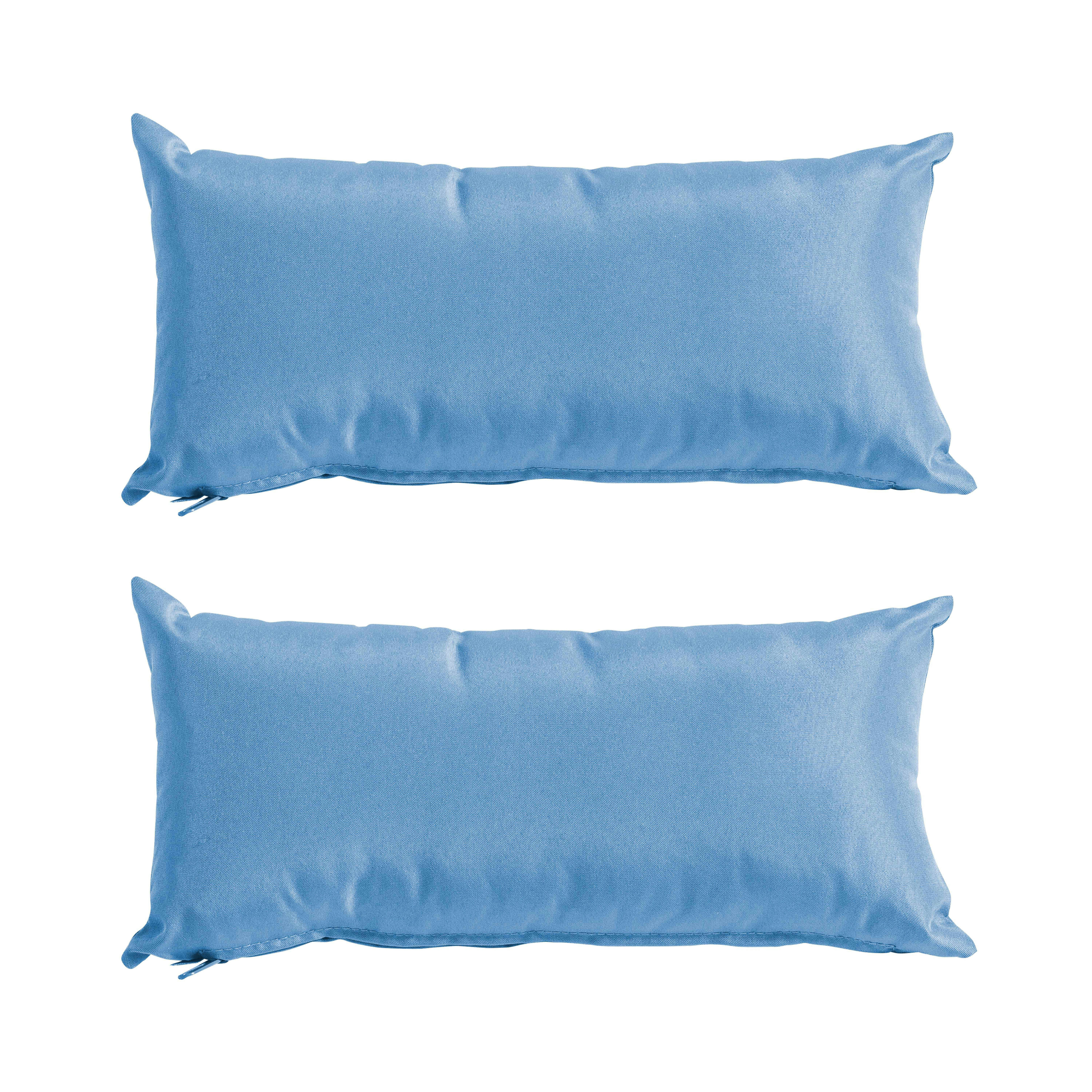 CUZCO - Lot de 2 petits coussins polyester bleu 40x20x8 cm