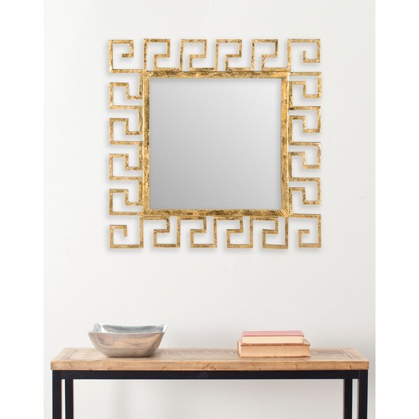 SAFAVIEH Calliope Greek Key Antique Gold 23-inch Square Decorative Mirror - 23" x 0.5" x 23"