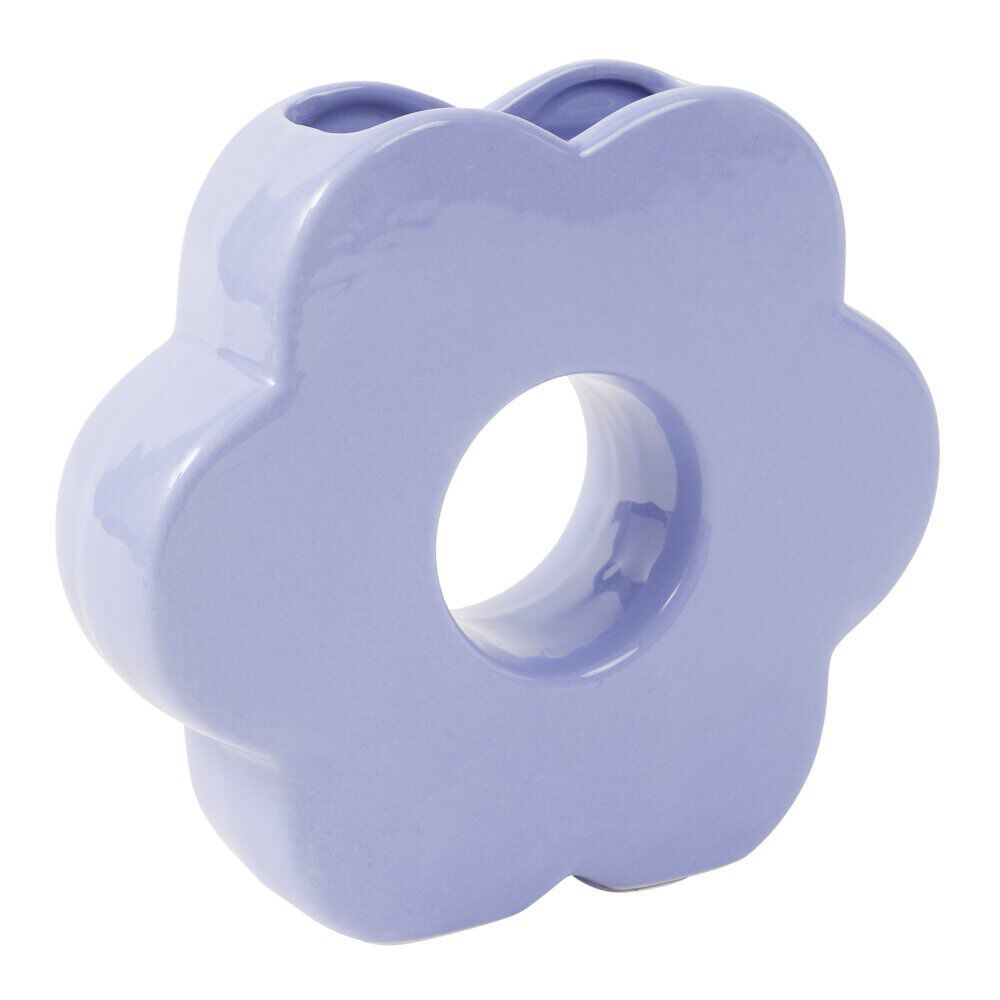 Vase en dolomite forme fleur 20xH18cm (2 modèles bleu ou rose)