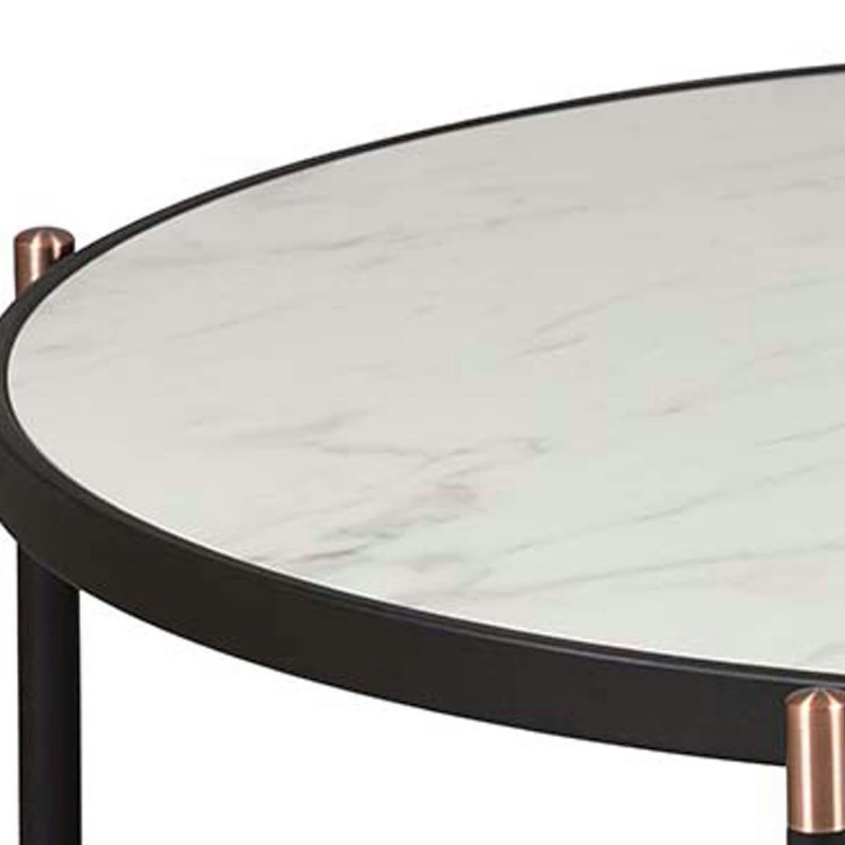 KOBREA - Table  basse ronde métal & céramique