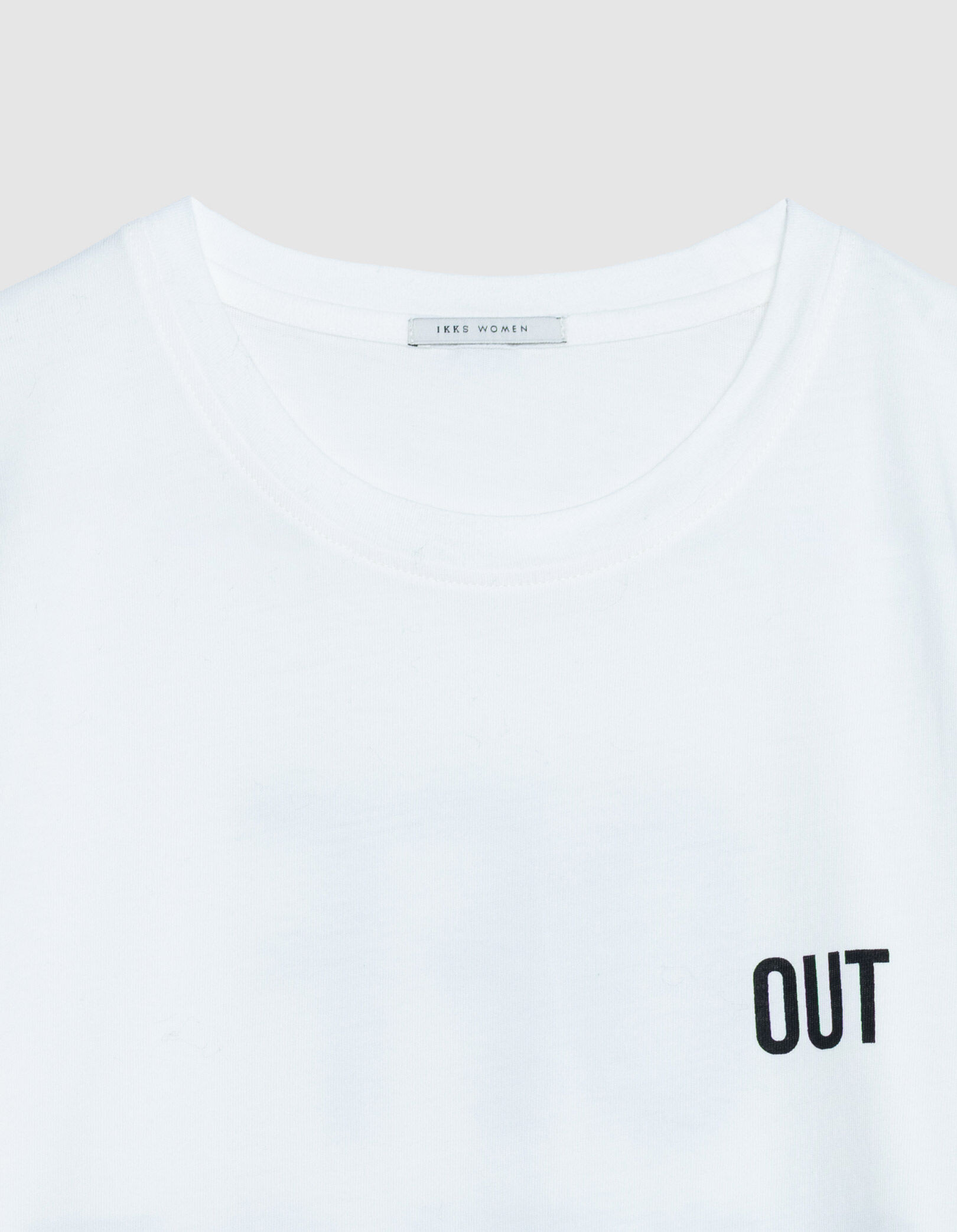 Tee-shirt col rond blanc coton bio message dos Femme