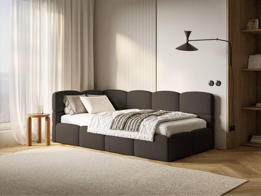 Jeugdbed Chloe links bouclé 90x200 met opbergruimte