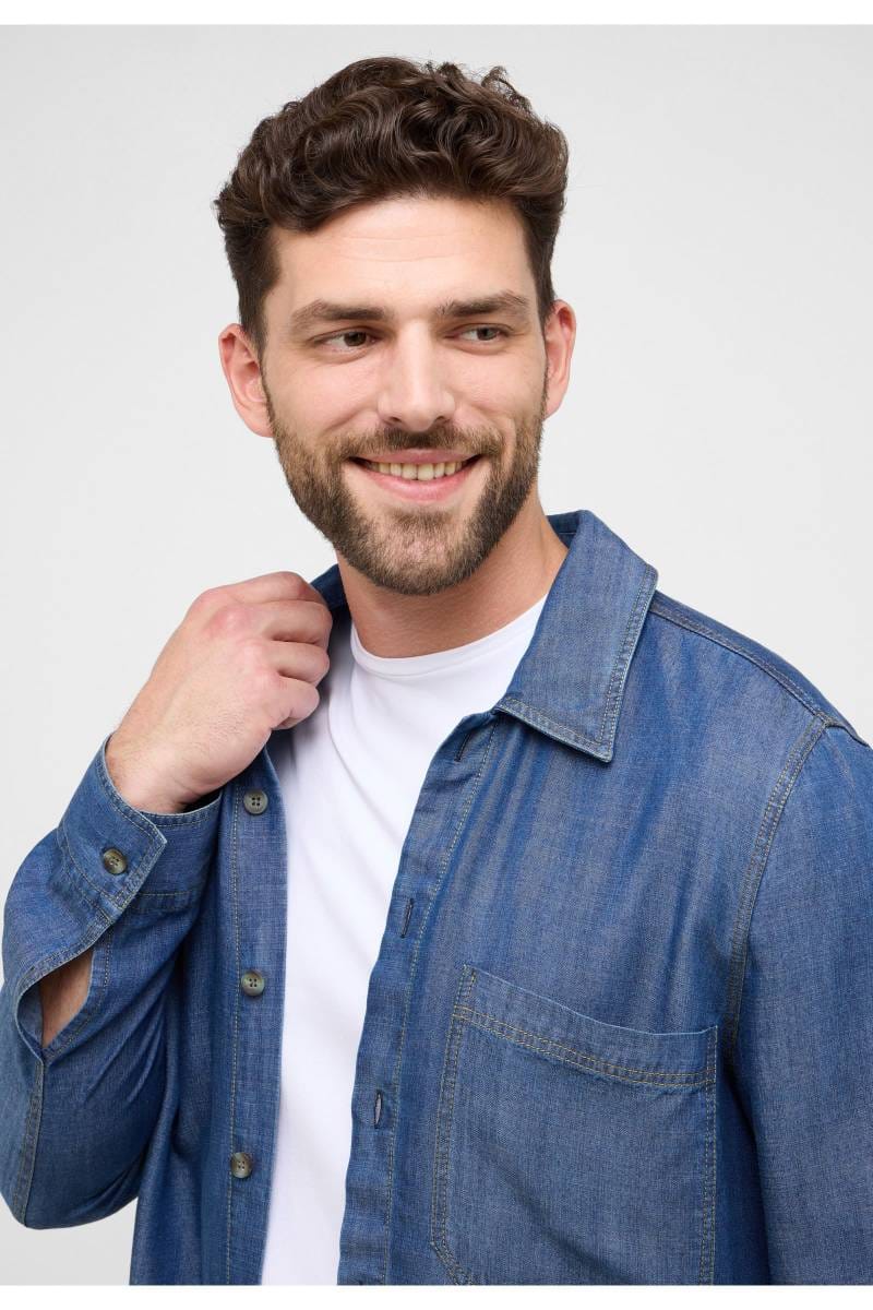ETERNA 1863 Modern Fit Hemdjacke blau, Einfarbig