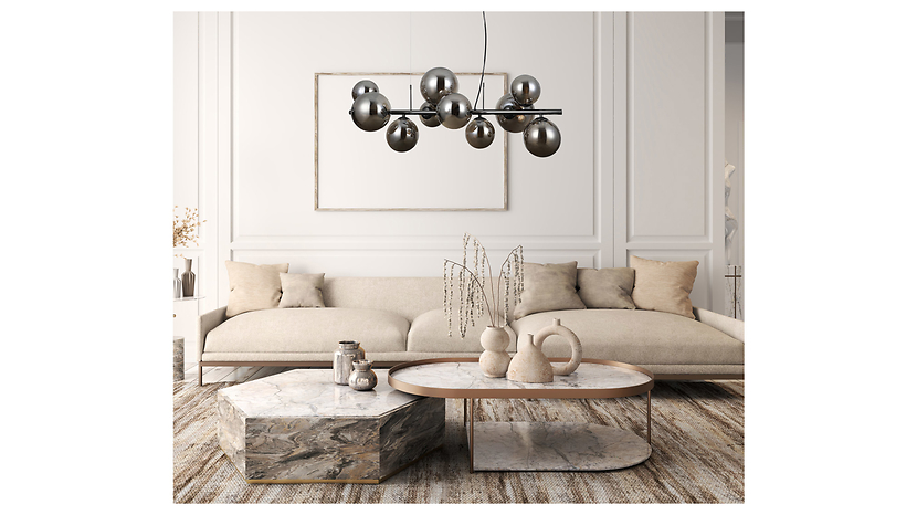 Lampa wisząca Canello 10-punktowa szklana srebrna
