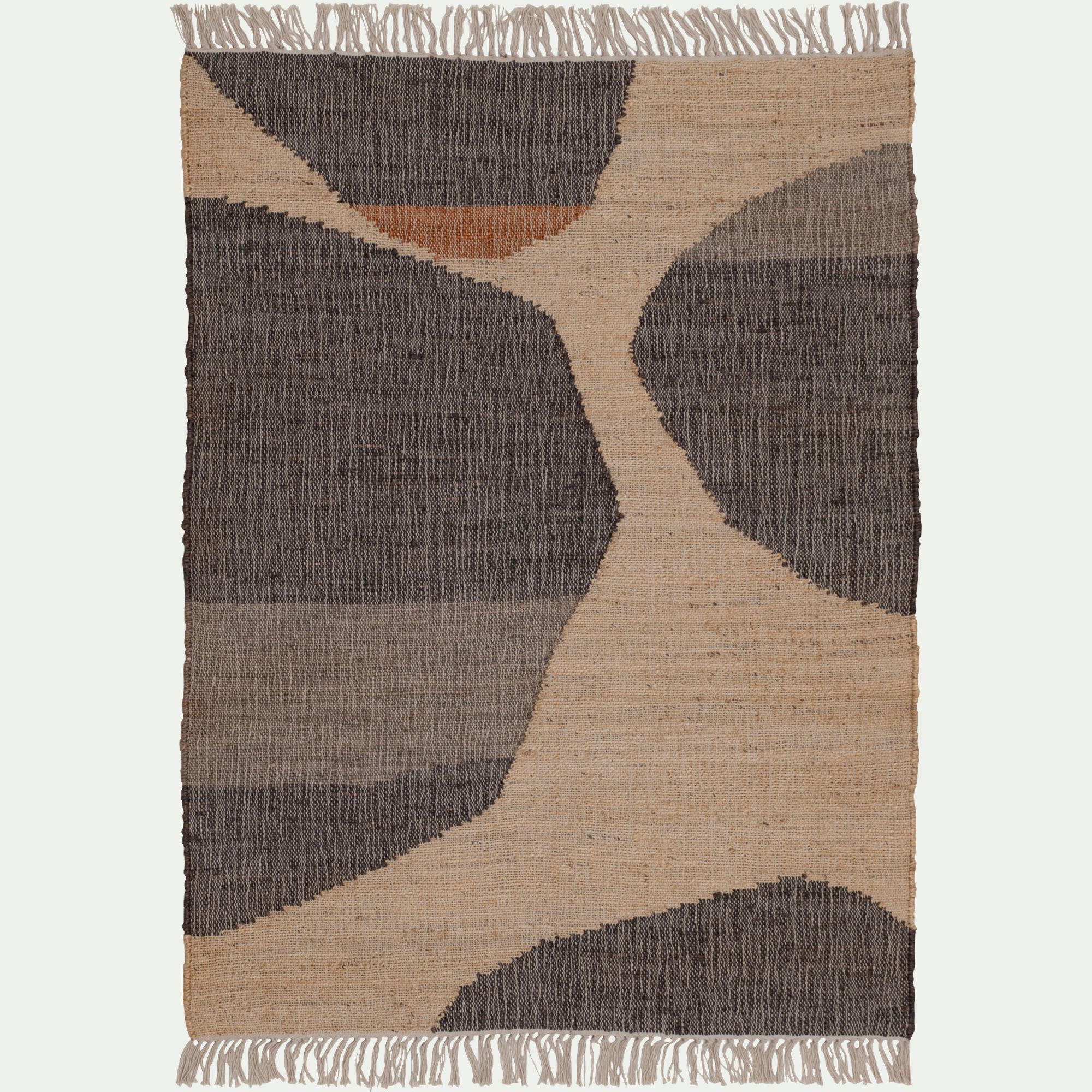 KAMA - Tapis en jute et coton à motifs 120x170cm - noir