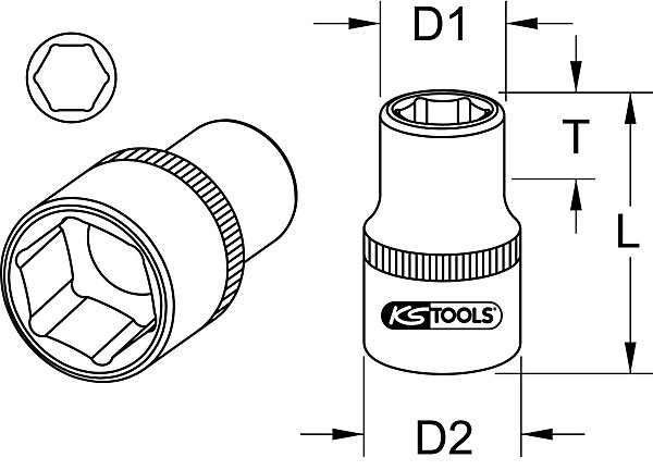 KS Tools - 911.3424 - Douille 6 pans - 3/4'' - 24 mm