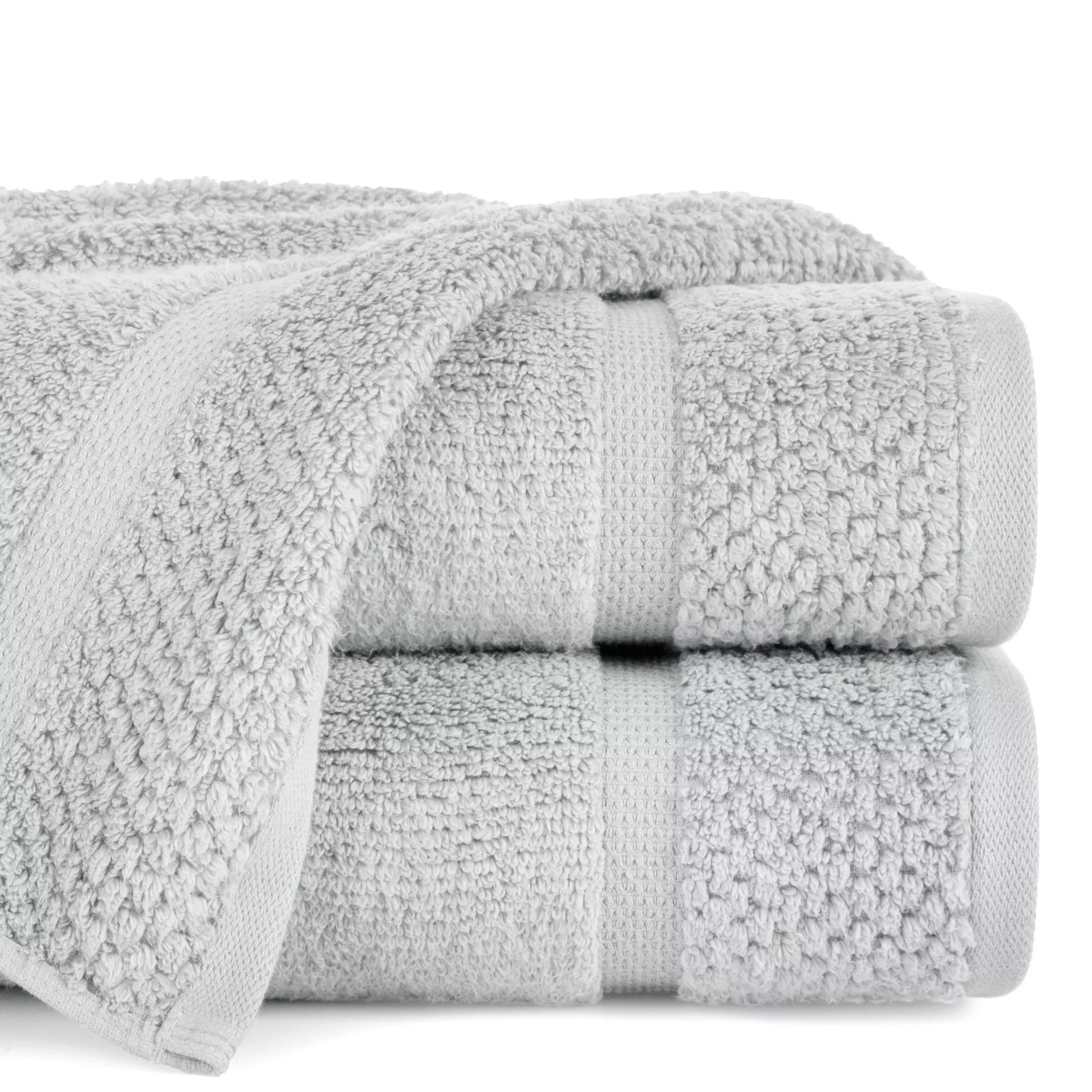 Ręcznik kąpielowy 50x90 cm bawełniany kolor srebrny podkreślony ryżową bordiurą 530 g/m2 VILIA