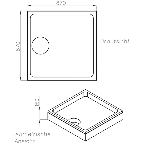 Wannenträger »Plateau«, BxHxL: 87 x 15 x 87 cm, weiß