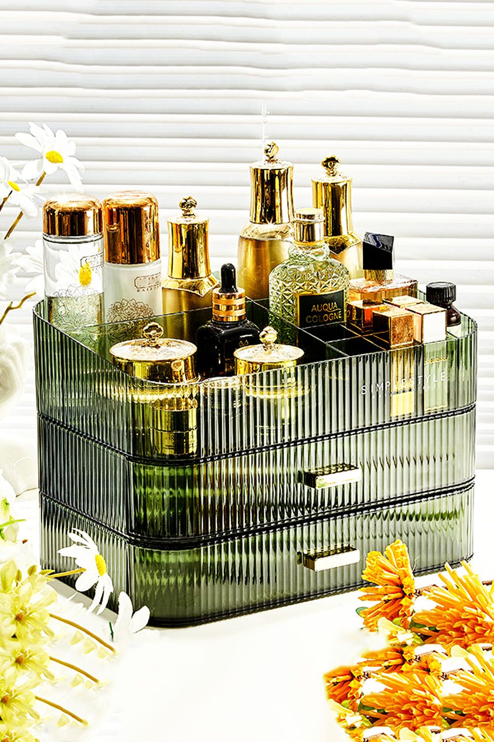 Living and Home Clear Desktop Makeup Organizer Cosmetic Case Storage Skincare Display Box with Drawers