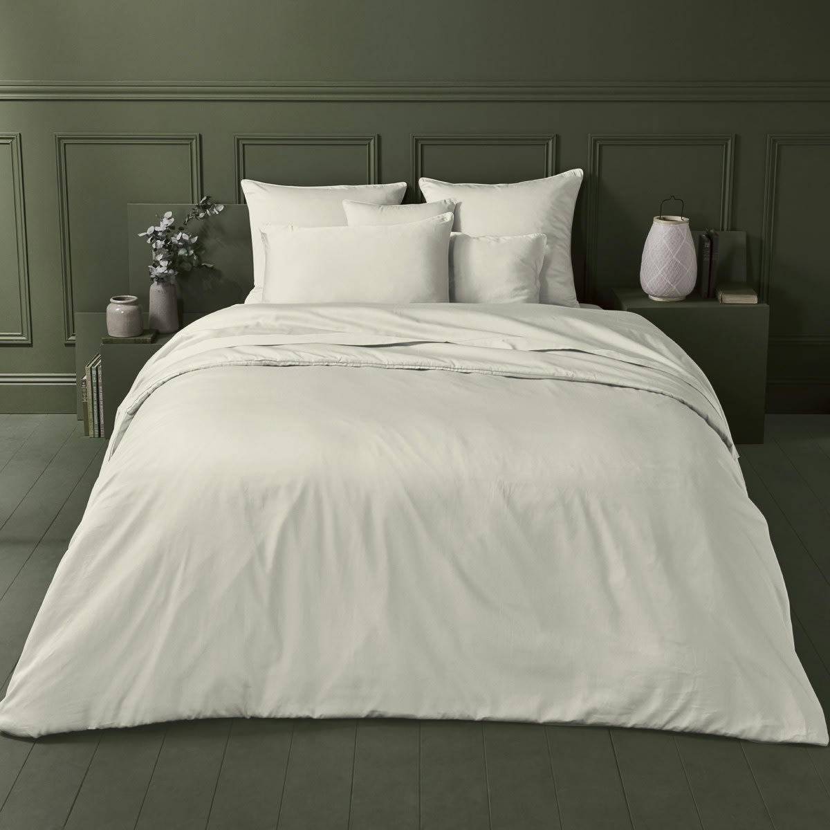 AVA UNI ANGORA - Housse de couette  satin de coton 120 fils/cm² beige 240x220