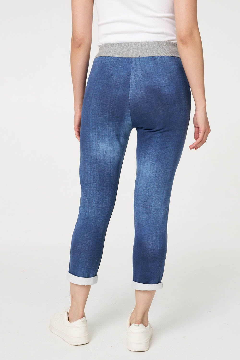 Izabel London Contrast Texture Slim Cropped Jeggings