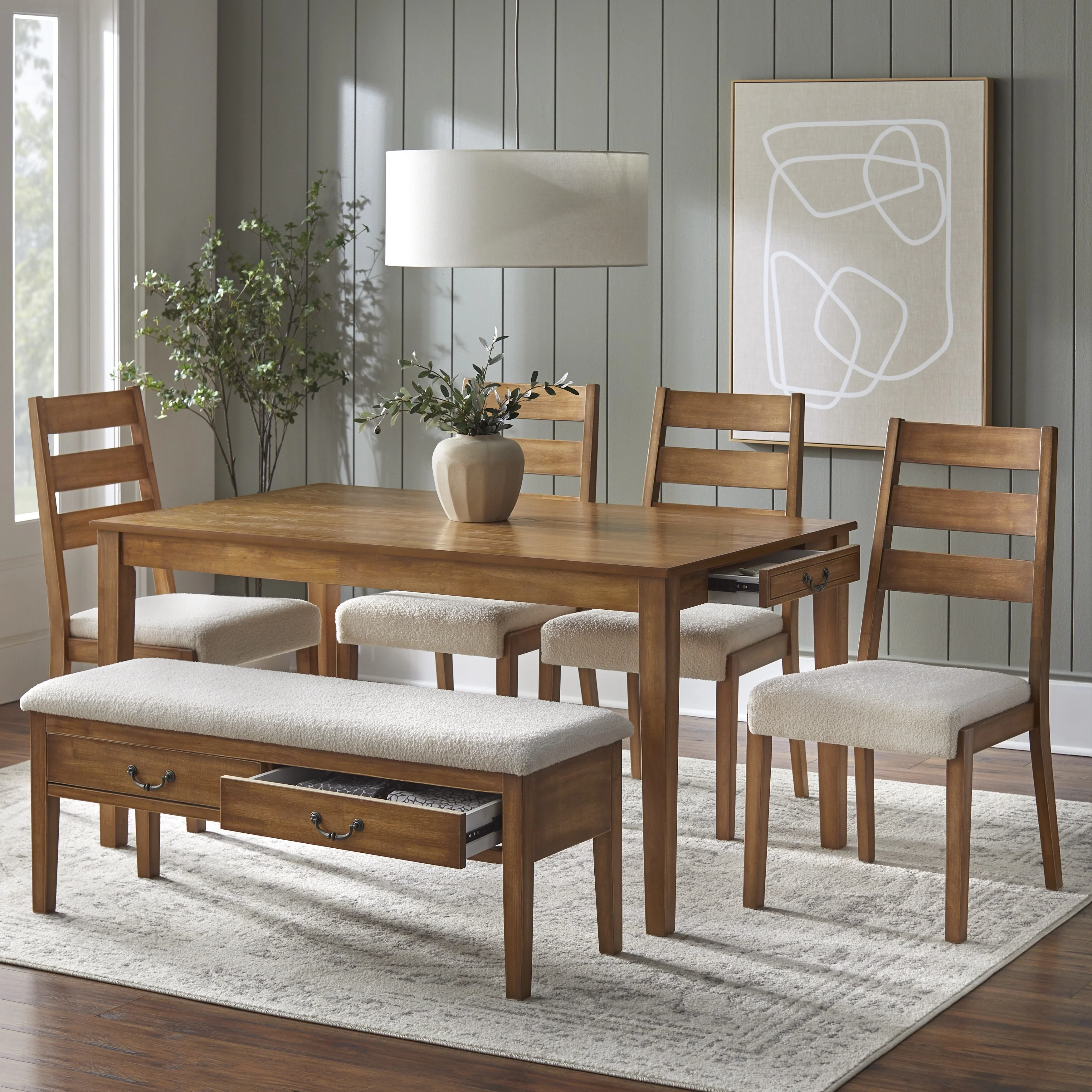 Lifestorey Palmer 6-Piece Dining Set with Storage