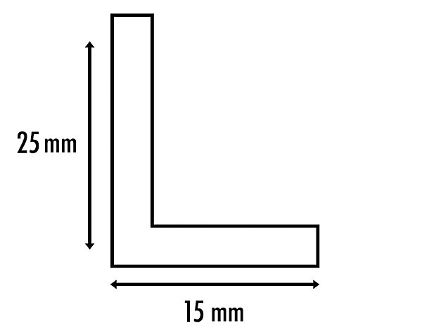 Cornière en alu 15mm x25mm x1.3mm, lg 1000mm (Anodisé argent)