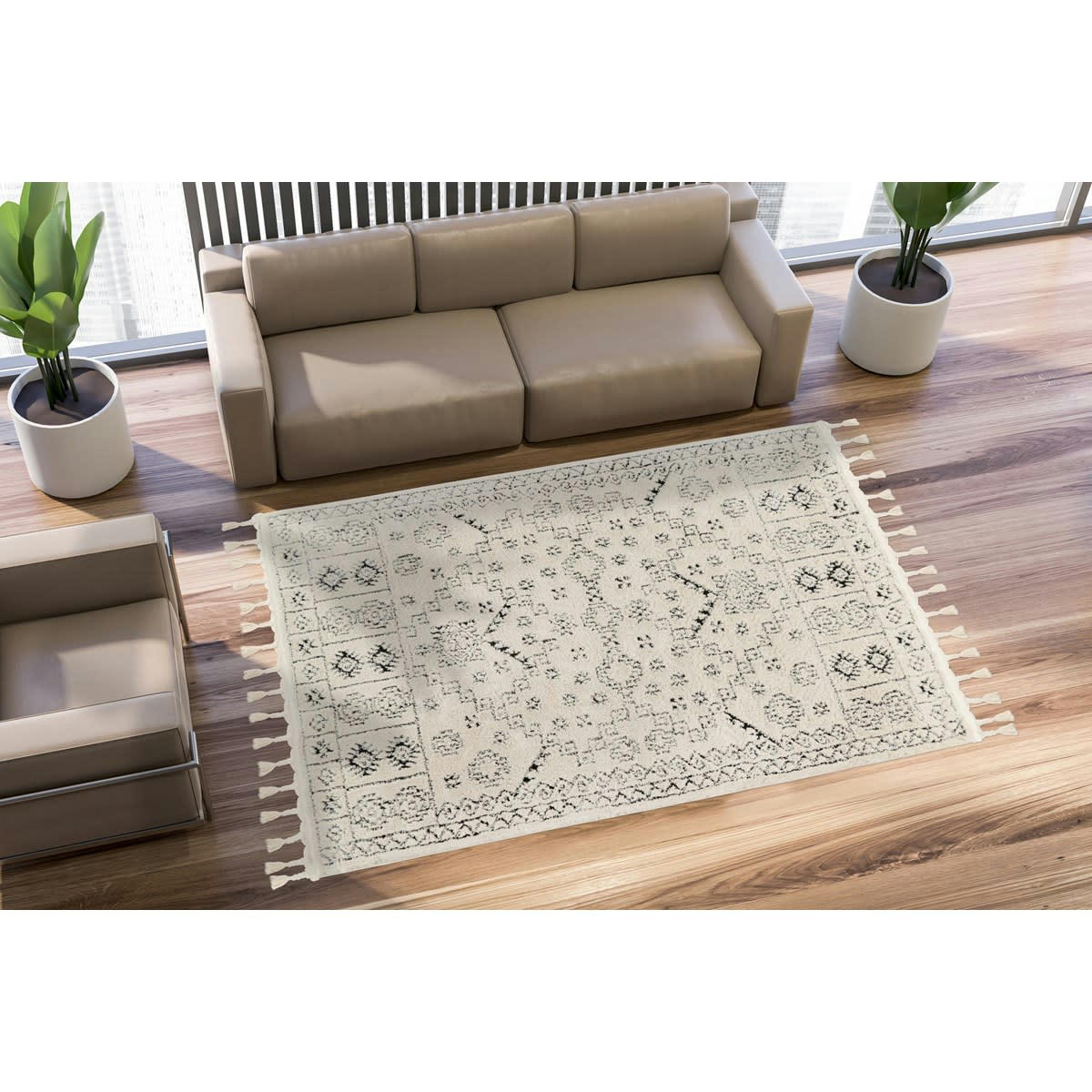 TOVIS - Tapis de salon en polypropylène noir 160x230 cm