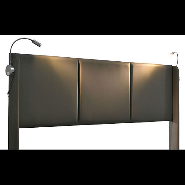Lit Double 140x200cm USB LED Rangement PU Blackcolors