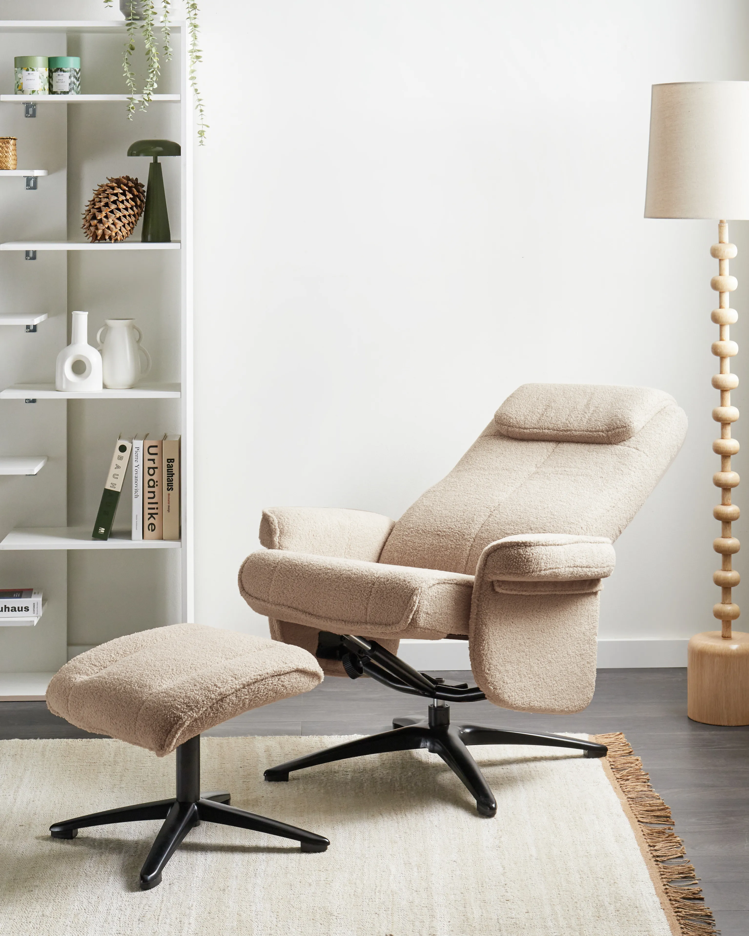 Recliner Chair GERAS Boucle Beige