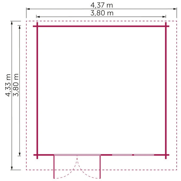 Gartenhaus »Palermo«, Holz, BxHxT: 439 x 264 x 433 cm (Außenmaß inkl. Dachüberstand)