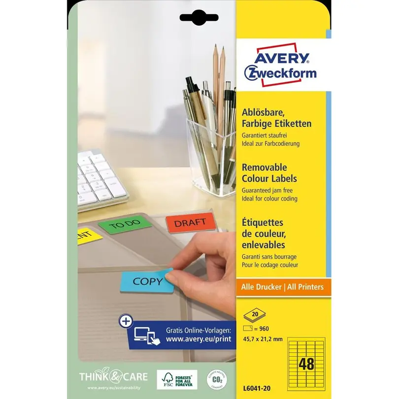 Etiketten 20er-Set Avery Zweckform Mini-Etiketten