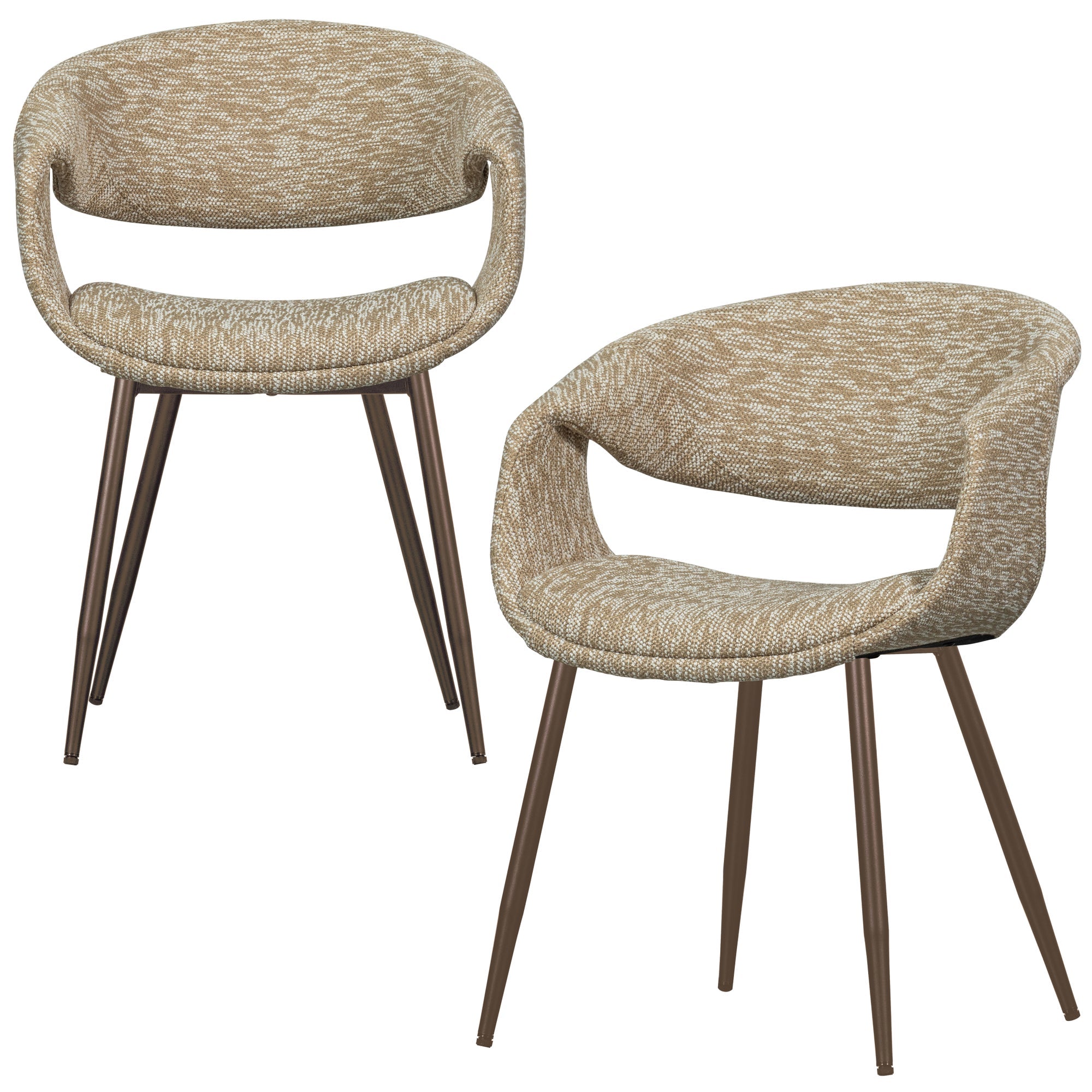 WOOOD eetkamerstoelen met metalen koper poot Yossi - Zand - Set van 2