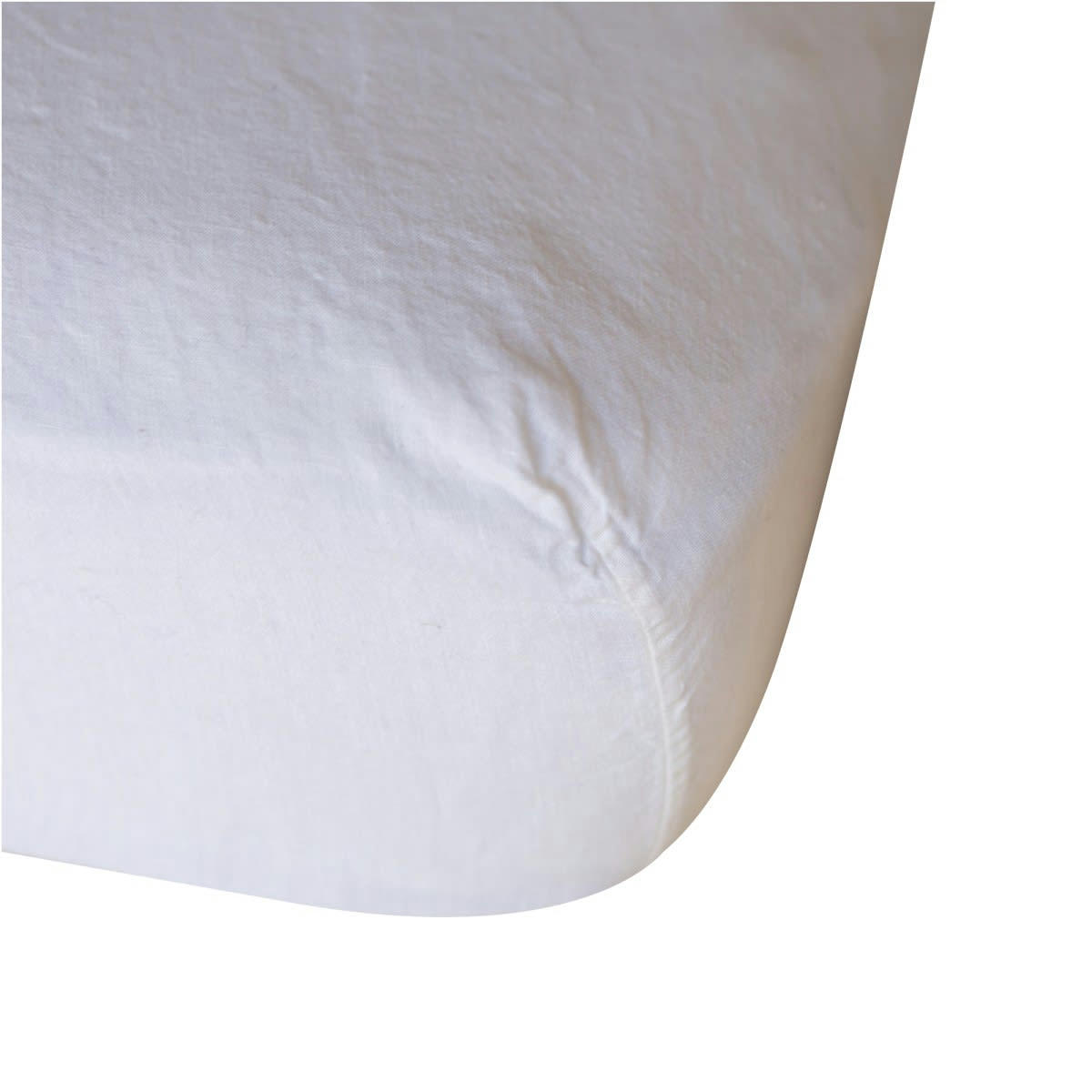 LES ESSENTIELS - Drap-housse en lin lavé crème 180x200