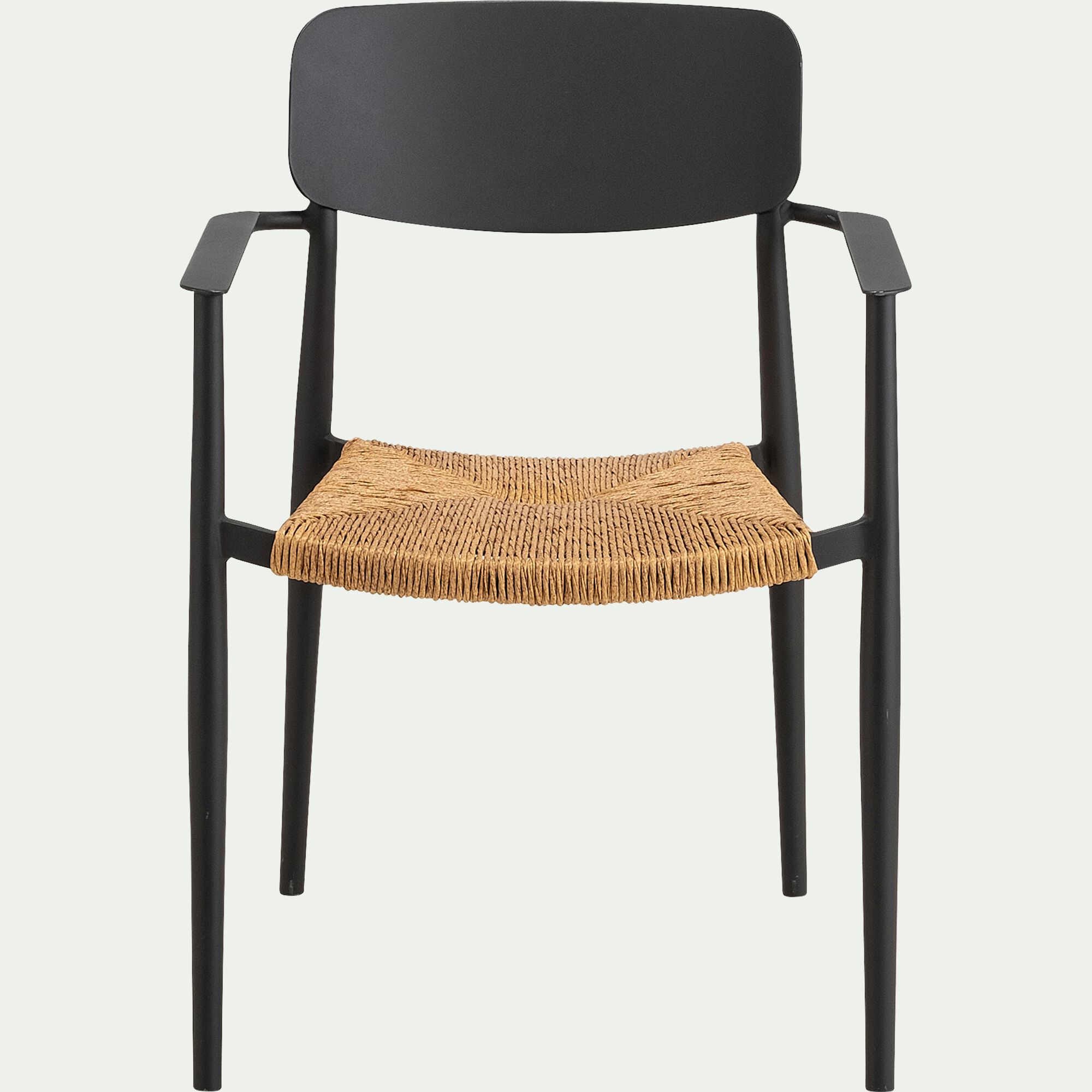 INCA - Chaise de jardin empilable avec accoudoirs en aluminium et résine tressée - gris anthracite