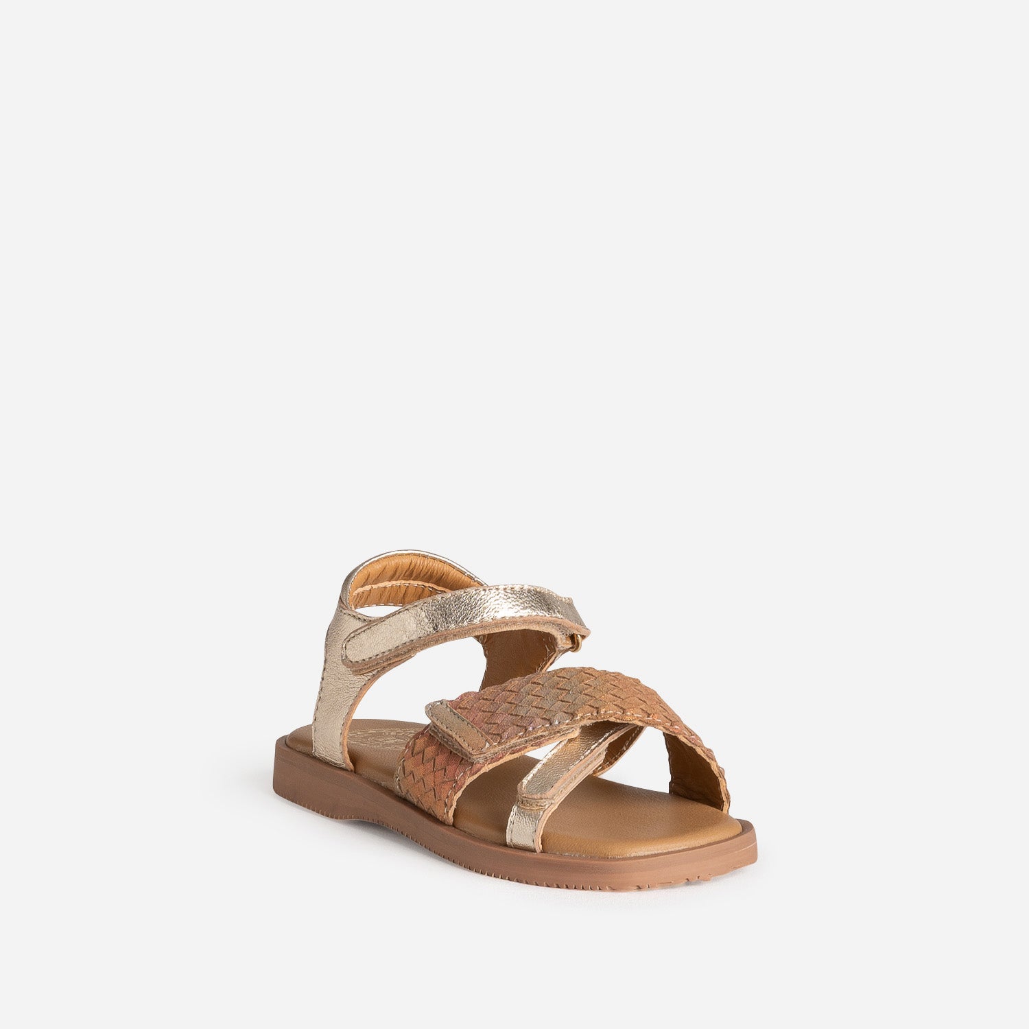 Sandale BUGGY dorée cuir bride tressée