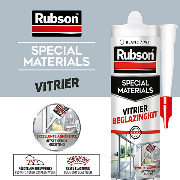 Mastic vitrier coloris blanc 280ml Rubson