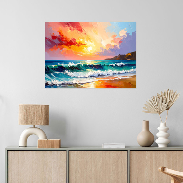 Plakat samoprzylepny Feeby Plaża Morze Fale Pejzaż jak malowany 30x20