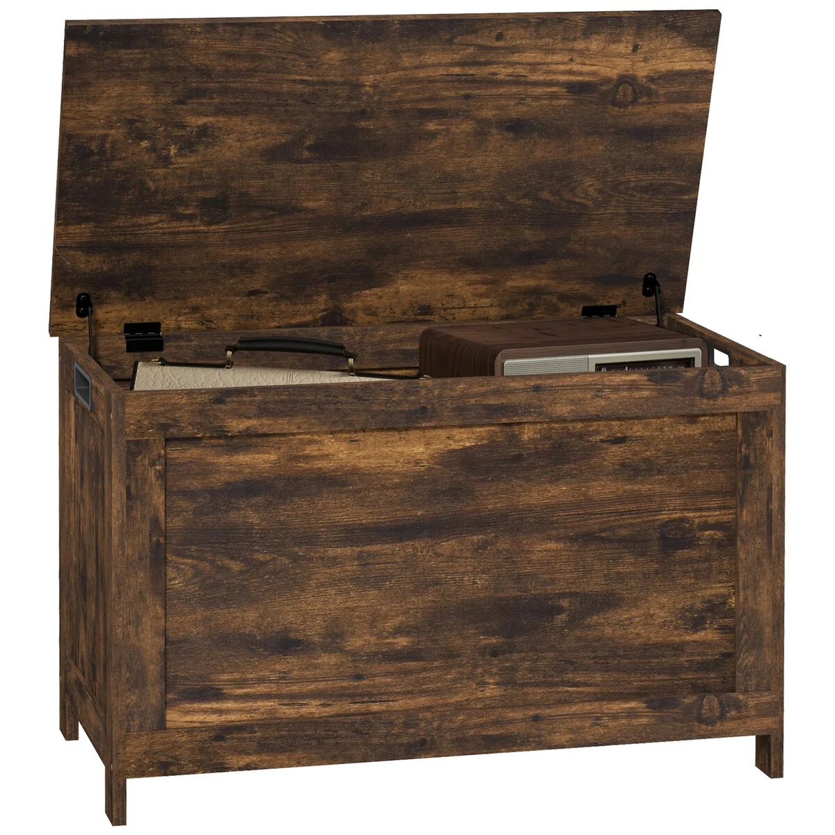 29.9 Storage Chest w/ 2 Safety Hinges, Wooden Box