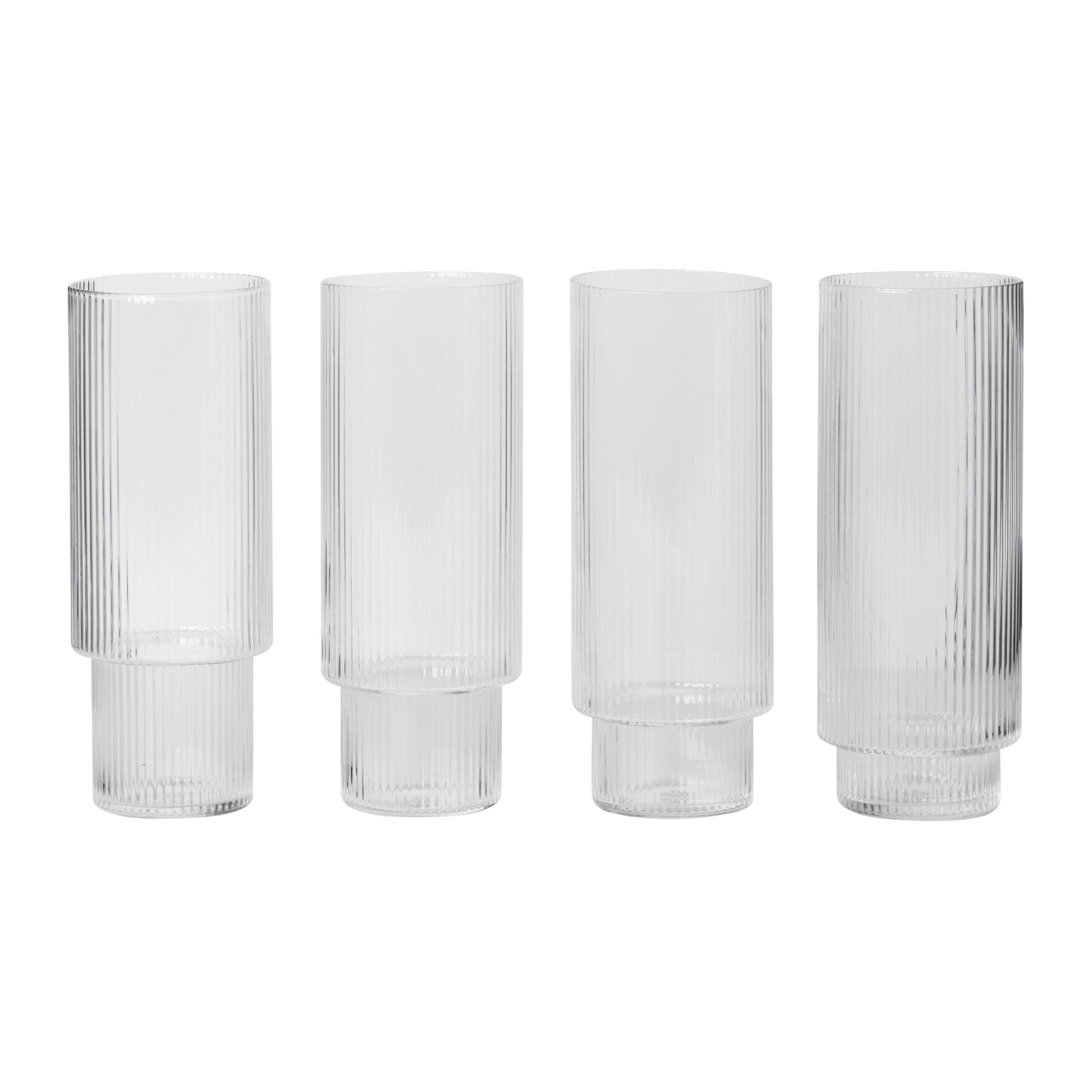 Ferm LIVING Ripple Longdrinkglazen - 4 st. - Clear