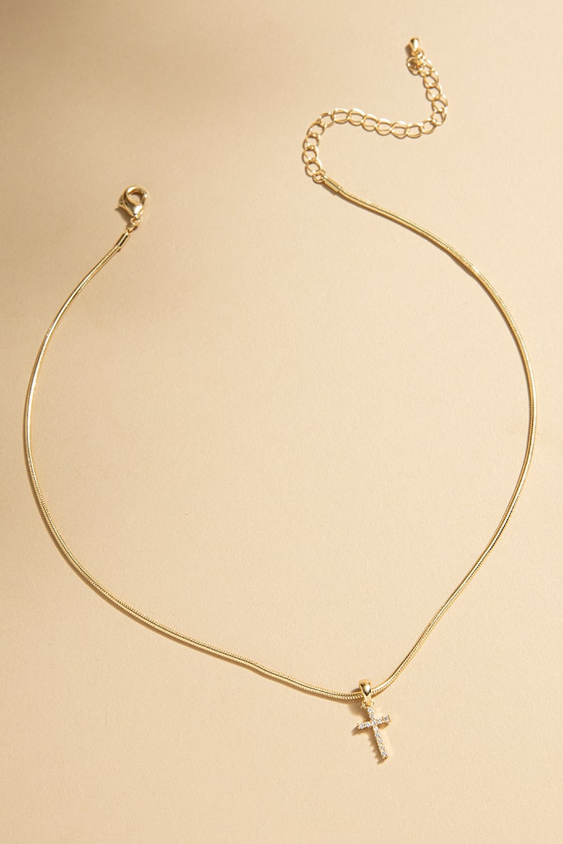 Mabel Snake Chain Cross Pendant Necklace