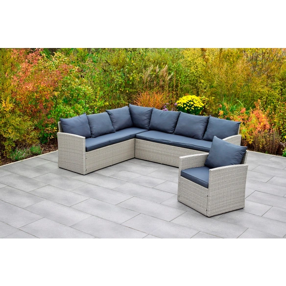 Gartenmöbelset »Chicago«, 7 Sitzplätze, Stahl/Kunststoffgeflecht, pulverbeschichtet