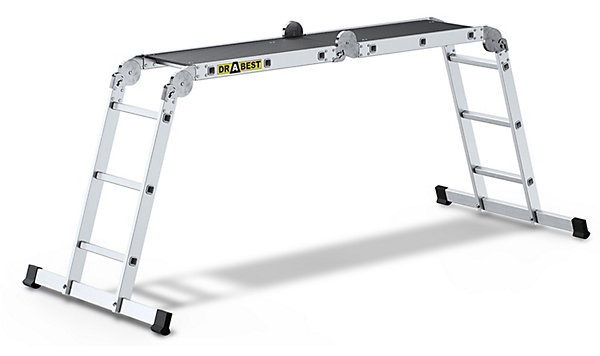 échelle universelle avec plateforme DRABEST PRO en aluminium 4x3 échelons 150 kg 1 pièce