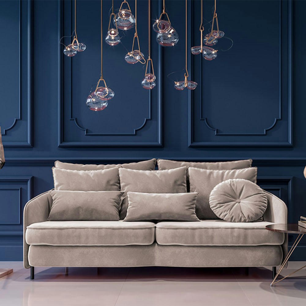 TREMEZZO - Canapé 3 places velours droit beige