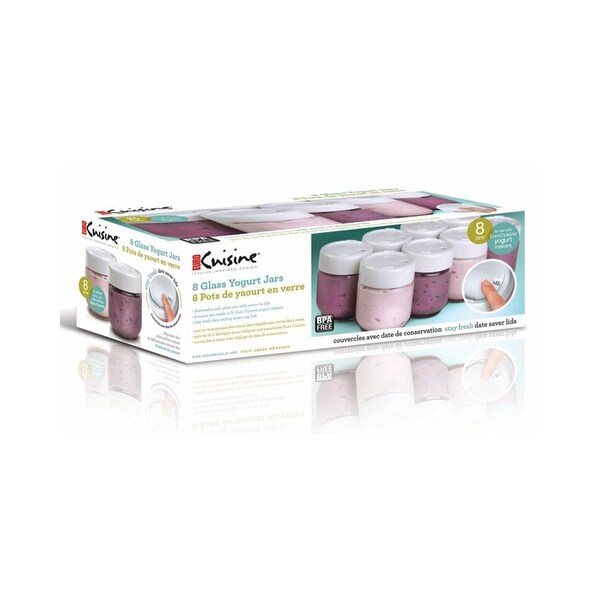 Euro Cuisine Set of 8 Glass Jars with Dates, Yogurt Maker