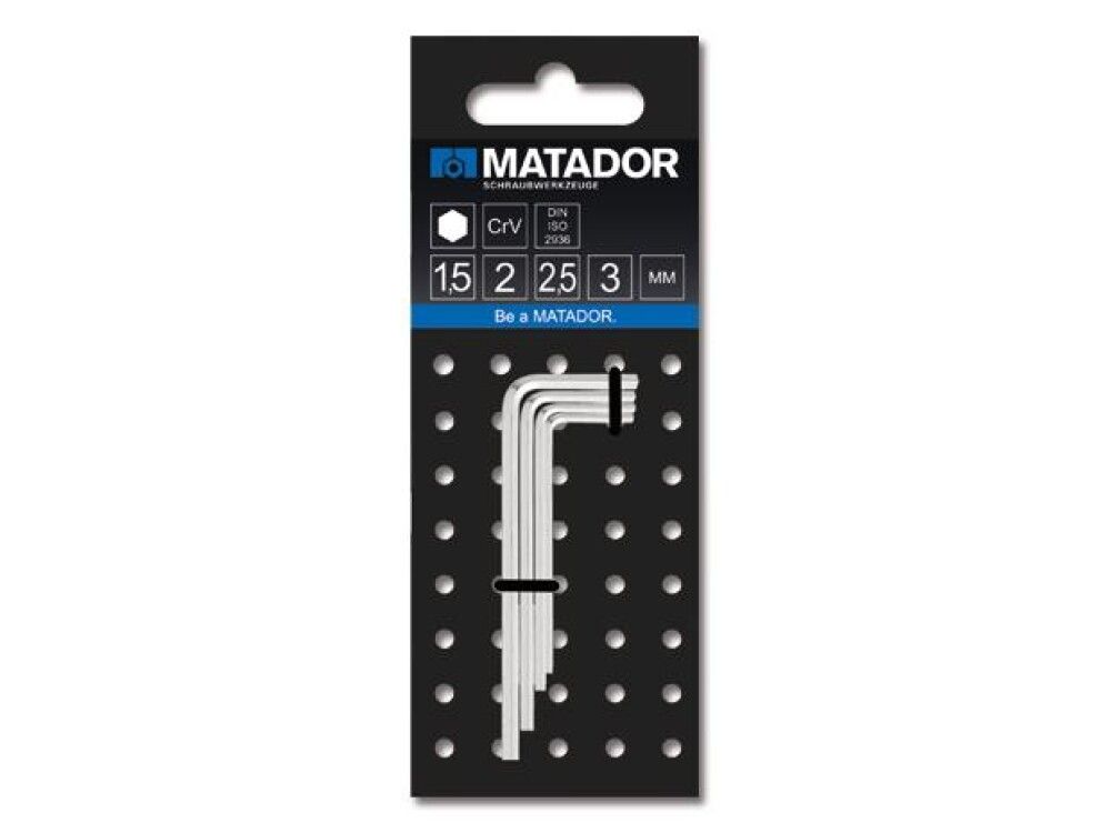 UNBRAKONØKKEL MATADOR 4-DELER 1,5/2/2,5/3MM