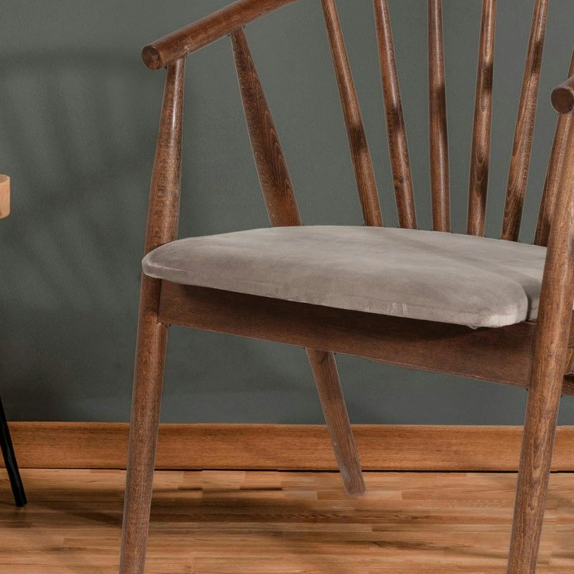 Chaise à barreaux - velours taupe TENA