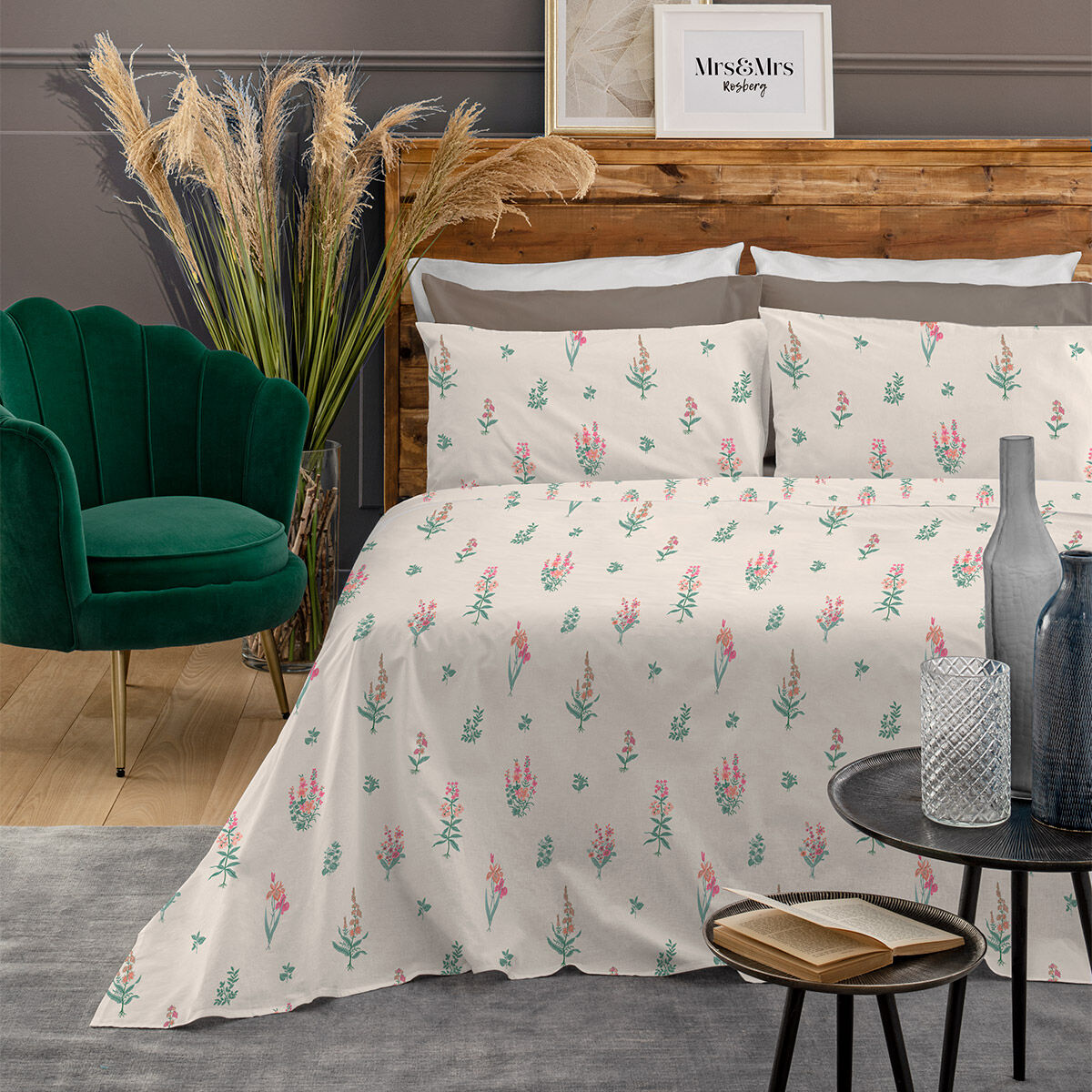 Jogo cama de casal e 2 capas de almofada WILD ROMANCE 240x290cm