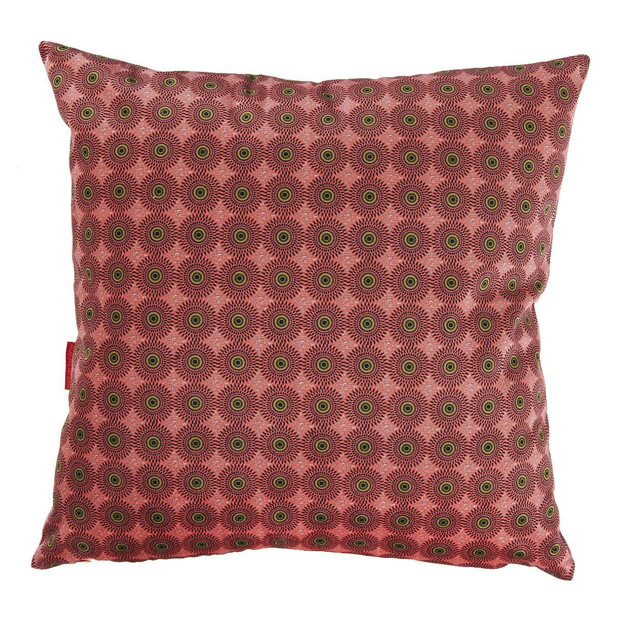 HANOÏ - Housse de coussin velours imprimé graphique rose 45x45cm