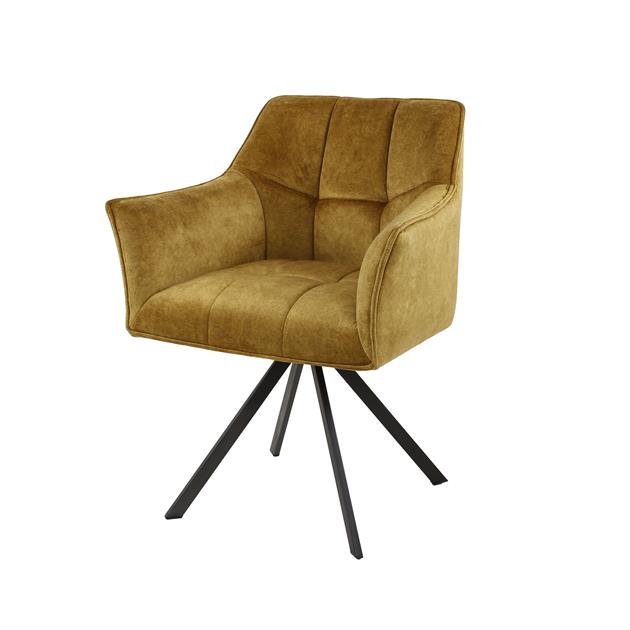 Giga Meubel Eetkamerstoel Raster - Goud Velvet - Draaibaar - Set van 2 - Set van 2