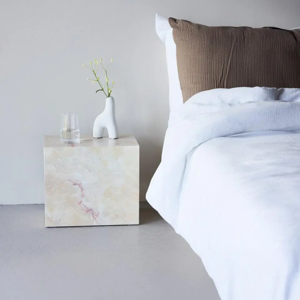 Bijzettafel Rechthoek - Travertinlook MDF - 35x25x30cm - York