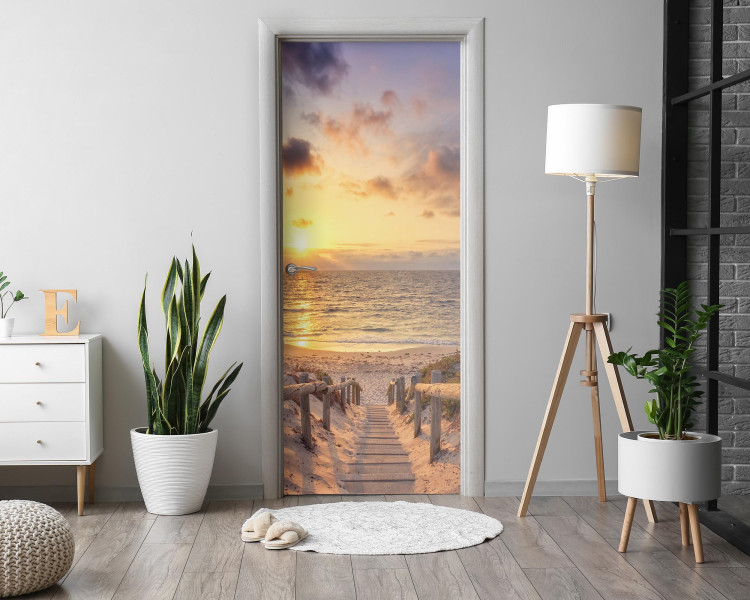 Naklejka na drzwi Zachód nad morzem 75x205 cm Fototapeta
