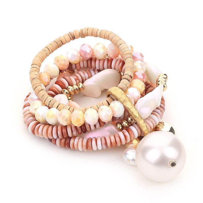 PEACH ACCESSORIES Oversized Pearlie & Beads Bracelet Stack