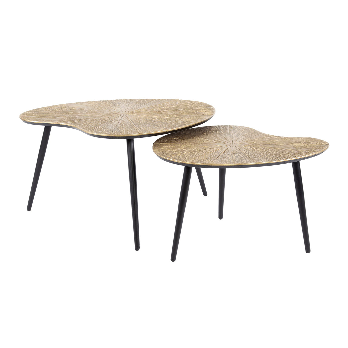 Giga Meubel Salontafel Ray Metal - Niervormig - Brons Metaal - Set van 2