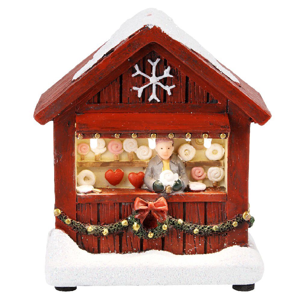 Chalet de No&euml;l avec figurine lumineuse 3 LED