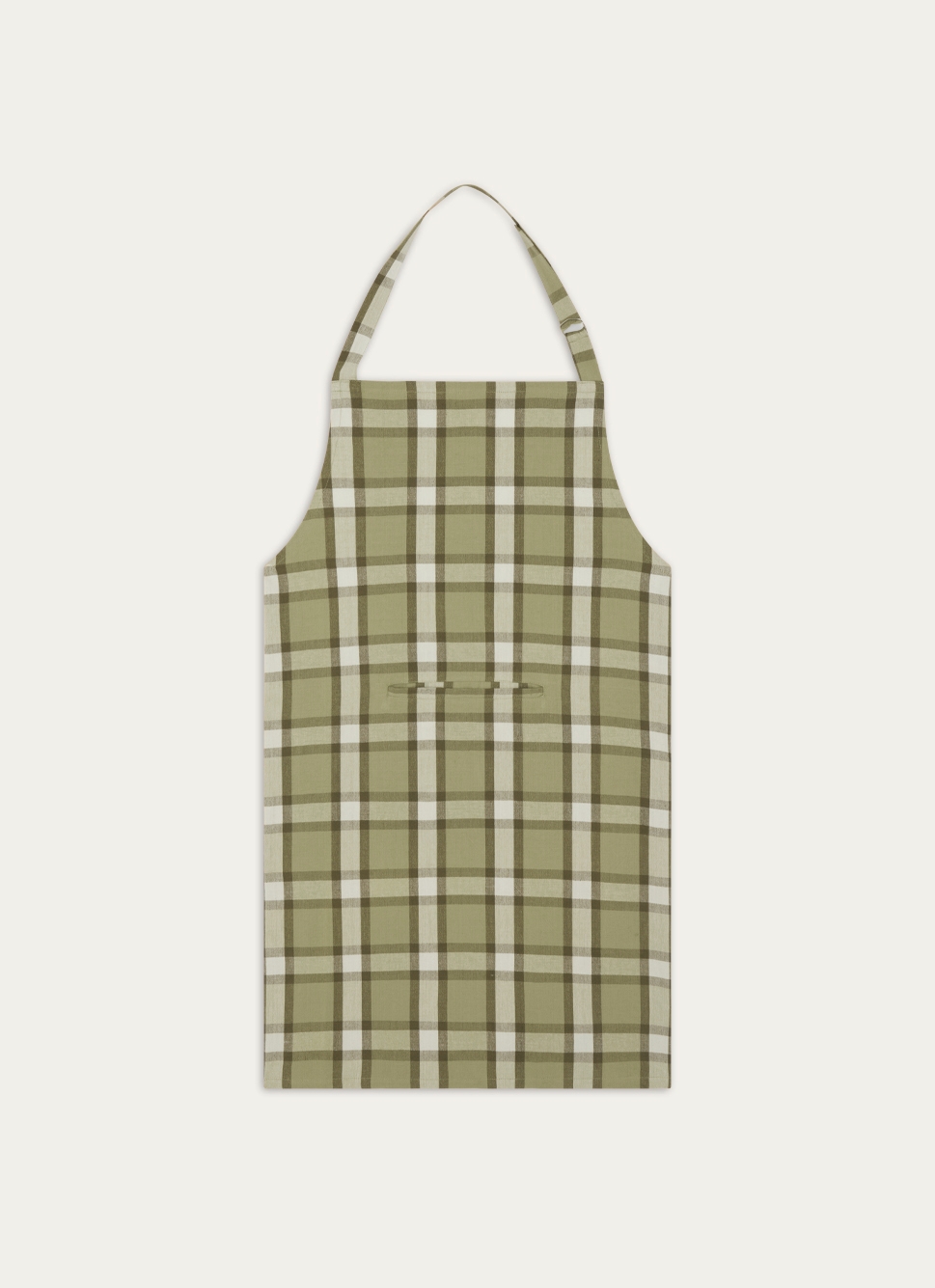 TABLIER à CARREAUX POCHE CACHÉE VERT KAKI